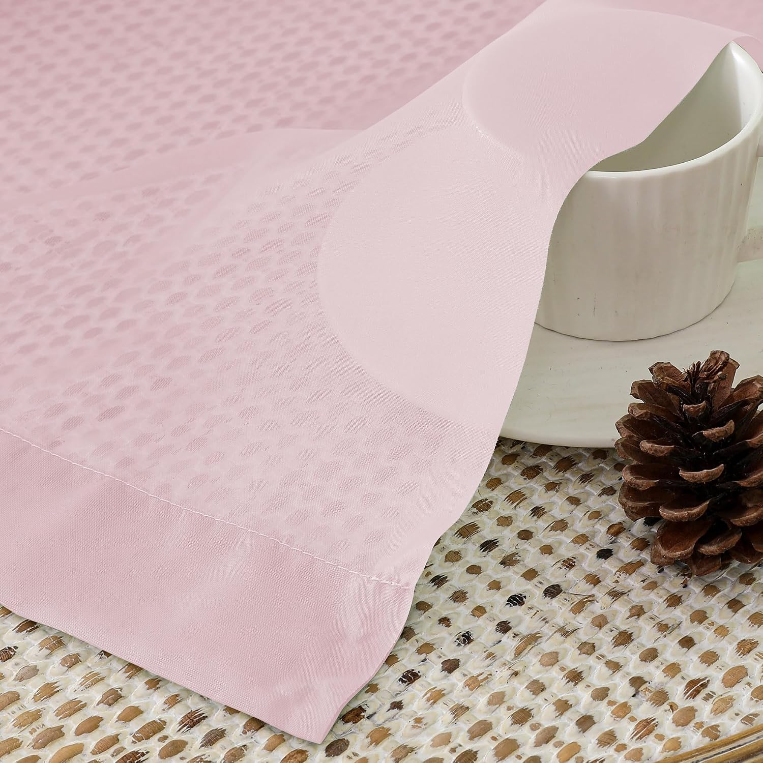 OVZME Blush Pink Sheer Curtains 84 Inches Long 2 Panels - Soft Light Filtering Window Sheer Panels for Living Room/Bedroom, Top Dual Rod Pocket, 1 Pair, Each 42Wx84L Inches - Image 4