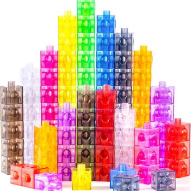 100 Pcs Translucent Linking Cubes – Light Table Manipulatives | Engaging Math Toys, Math Blocks for Early Learning and Creative Play