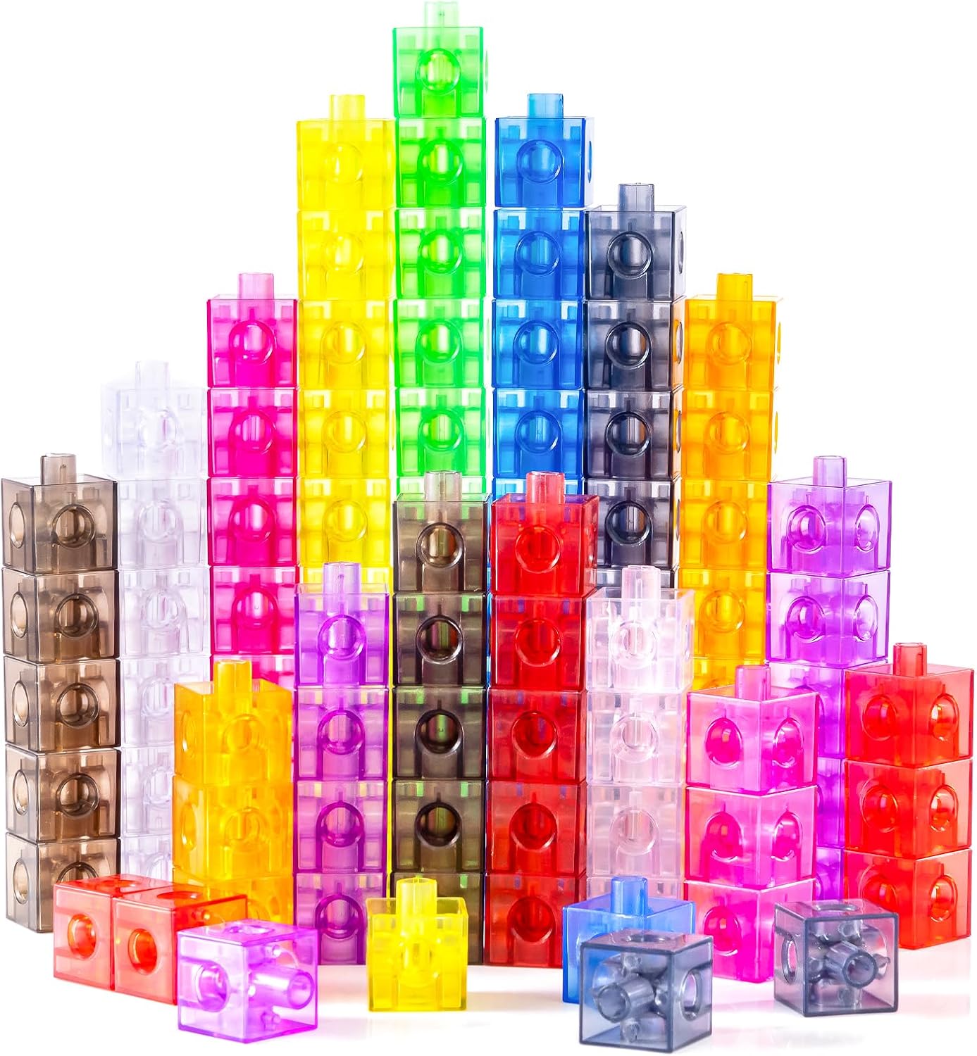 100 Pcs Translucent Linking Cubes – Light Table Manipulatives | Engaging Math Toys, Math Blocks for Early Learning and Creative Play