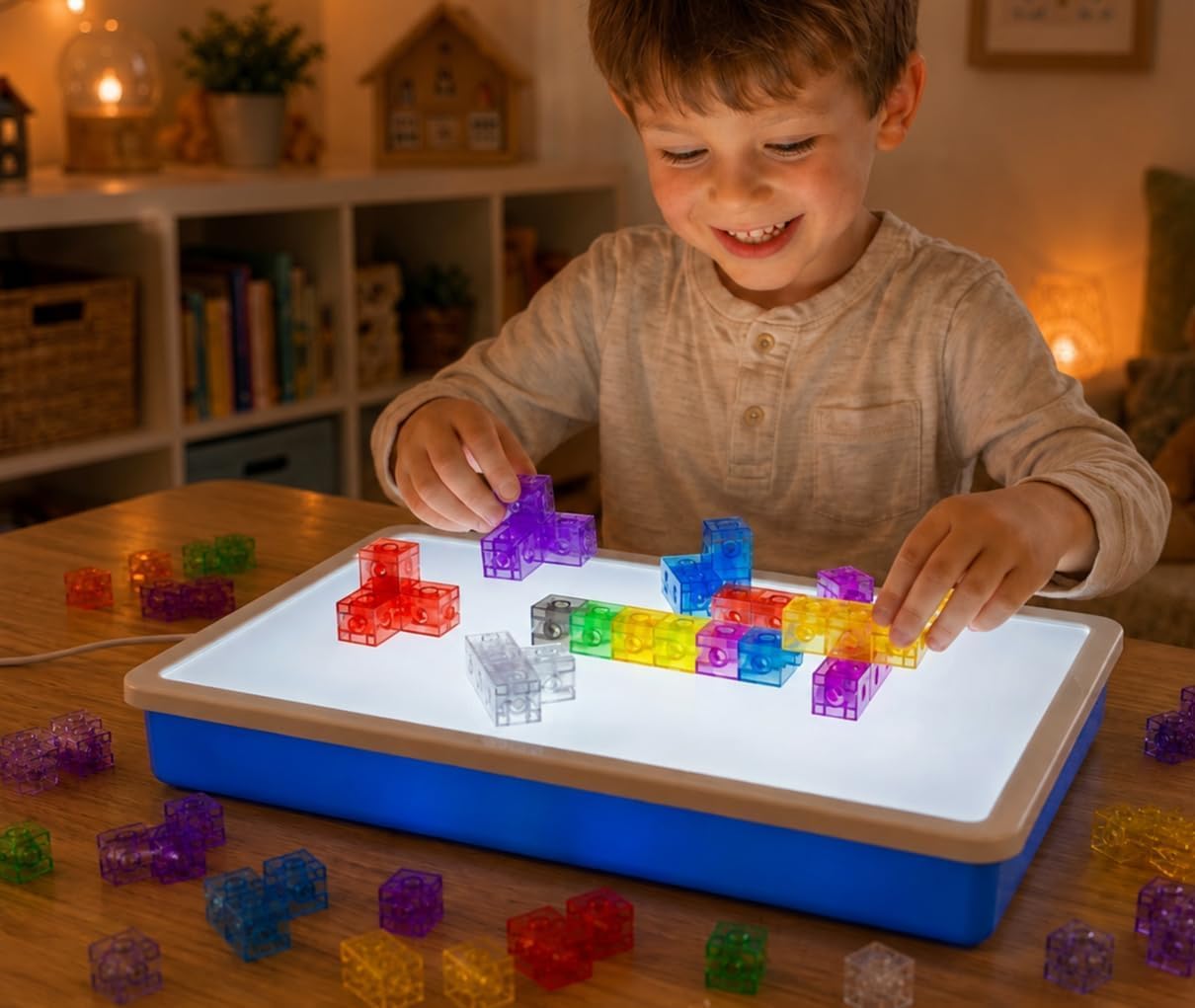 100 Pcs Translucent Linking Cubes – Light Table Manipulatives | Engaging Math Toys, Math Blocks for Early Learning and Creative Play - Image 2