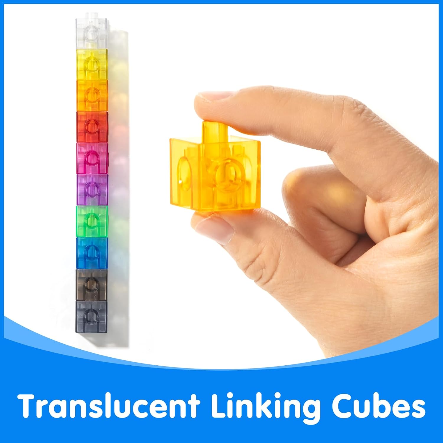 100 Pcs Translucent Linking Cubes – Light Table Manipulatives | Engaging Math Toys, Math Blocks for Early Learning and Creative Play - Image 4