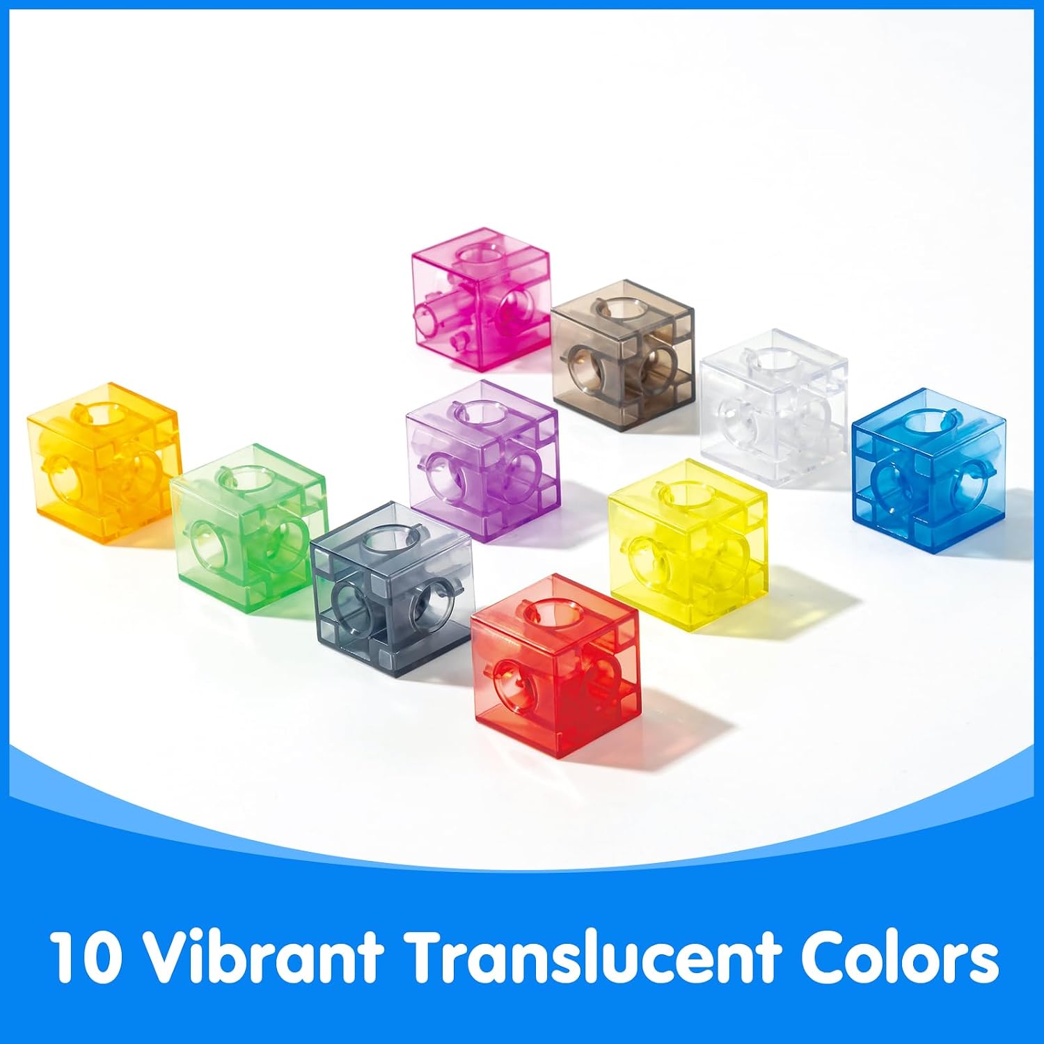 100 Pcs Translucent Linking Cubes – Light Table Manipulatives | Engaging Math Toys, Math Blocks for Early Learning and Creative Play - Image 5