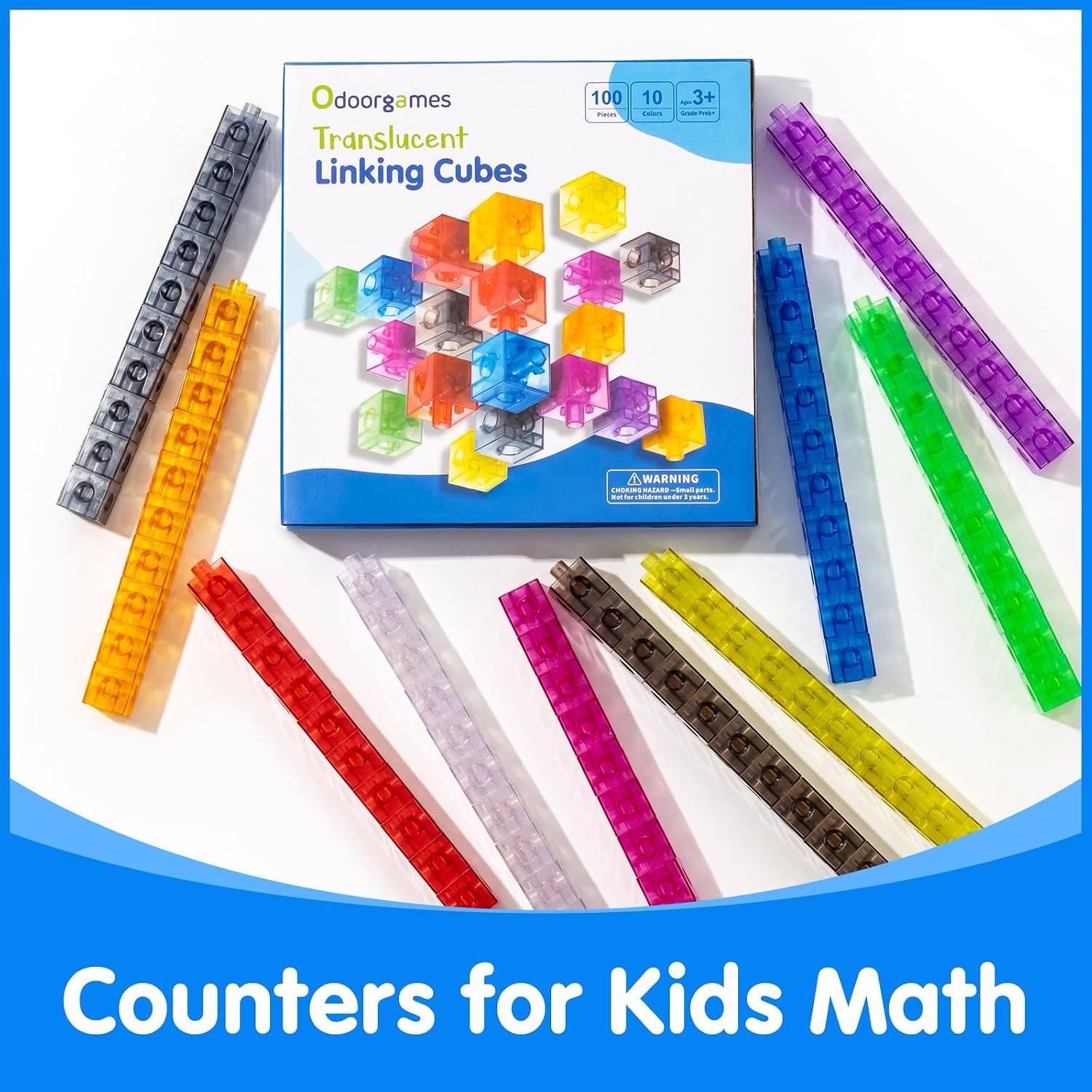 100 Pcs Translucent Linking Cubes – Light Table Manipulatives | Engaging Math Toys, Math Blocks for Early Learning and Creative Play - Image 6